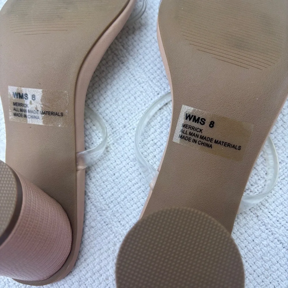 Women's 8 Dolce Vita Merrick Light Pink Embossed Clear Strap Heeled Sandals